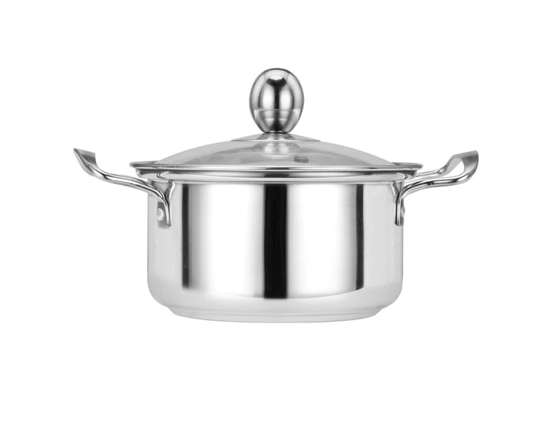 16cm Stainless Steel Mini Soup Induction Cooker Universal Pot with 2 Handle-Silver