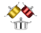 16cm Stainless Steel Mini Soup Induction Cooker Universal Pot with 2 Handle-Red