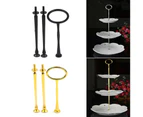 2/3 Tiers Cake Rod Plate Stand Handle Fitting Hardware Wedding Party Supplies-Golden 3 Tier