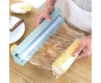 Solid Color Food Wrap Dispenser Cling Film Cutter Storage Holder Kitchen Tool-Blue