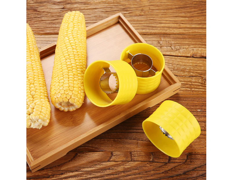 Corn Stripper Creative Reusable Stainless Steel Convenient Cob Threshing Peeler for Kitchen-Yellow