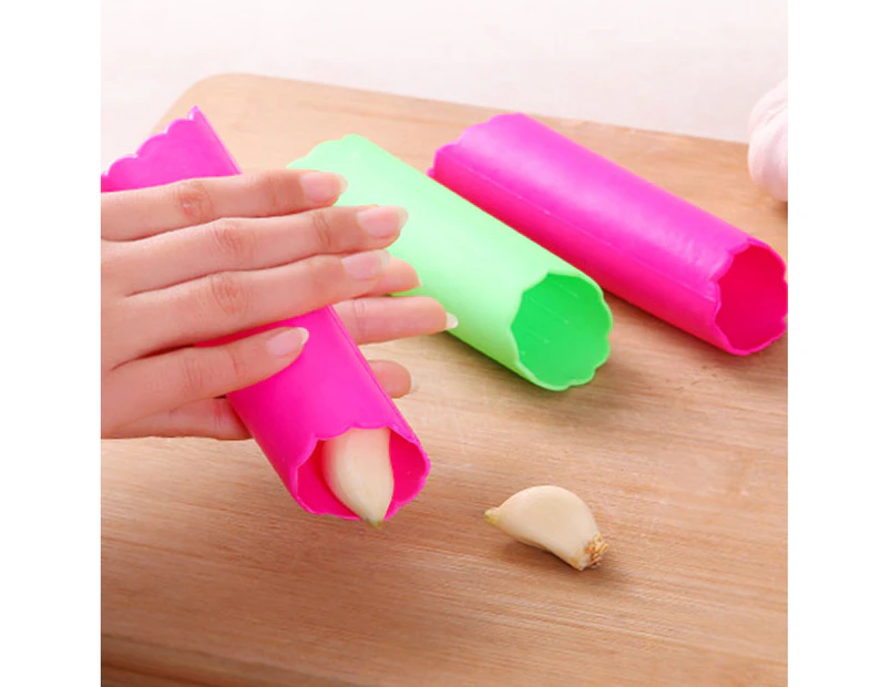 5Pcs Garlic Peeler Convenient Easy Use Rubber Random Color Vegetable Peeler Tube Roller for Kitchen-Color Random