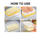 Butter Box Sealed Fresh-Keeping PE Cheese Keeper with Cutter Slicer for Kitchen-White Yellow