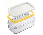 Butter Box Sealed Fresh-Keeping PE Cheese Keeper with Cutter Slicer for Kitchen-White Yellow