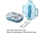 1 Set 1500ML Lunch Boxes Fresh-Keeping Leak-Proof Stainless Steel Separated Lunch Containers for Students-Blue