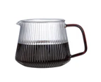 350ML/500ML Coffee Pot V-shaped Spout Striped Design Glass Vertical Pattern Coffee Sharing Pot for Home-500ML