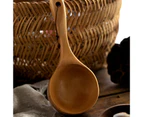 Japan Style Wooden Spoon with Long Handle Wood Smooth Texture Scoop Ladle for Hotel-Wooden Color