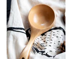 Japan Style Wooden Spoon with Long Handle Wood Smooth Texture Scoop Ladle for Hotel-Wooden Color