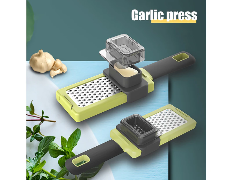 Garlic Press Multi-function Eco-friendly Home Manual Garlic Crusher Peeler Kitchen Tools for Household-Green