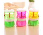 Dish Brush with Soap Dispenser Cleaning Plastic Good Grip Pot Brush Household Supplies-Random Color