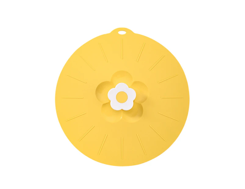 Anti Spill Cover Flower Design Flexible Anti-deformed Hanging Storage Space Saving Keep Freshness Silicone Food Grade Spill Stopper Lid for Pot-Yellow S