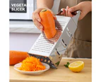 9 inch 4 Sides Vegetable Grater with Handle Sharp Blade Ergonomic Multi-functional Stainless Steel Parmesan Cheese Ginger Box Grater Kitchen Gadget-Silver