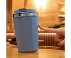 380ML Stainless Steel Coffee Cup with Lid Spill Proof Keep Hot Ice Coffee Tea Beer Large Capacity Coffee Travel Mug for Students-Blue 380ML