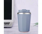 380ML Stainless Steel Coffee Cup with Lid Spill Proof Keep Hot Ice Coffee Tea Beer Large Capacity Coffee Travel Mug for Students-Blue 380ML