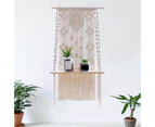 Tapestry Storage Shelf Heart Shape High Durability Wood Plant Pot Basket Hanger Holder for Home-White