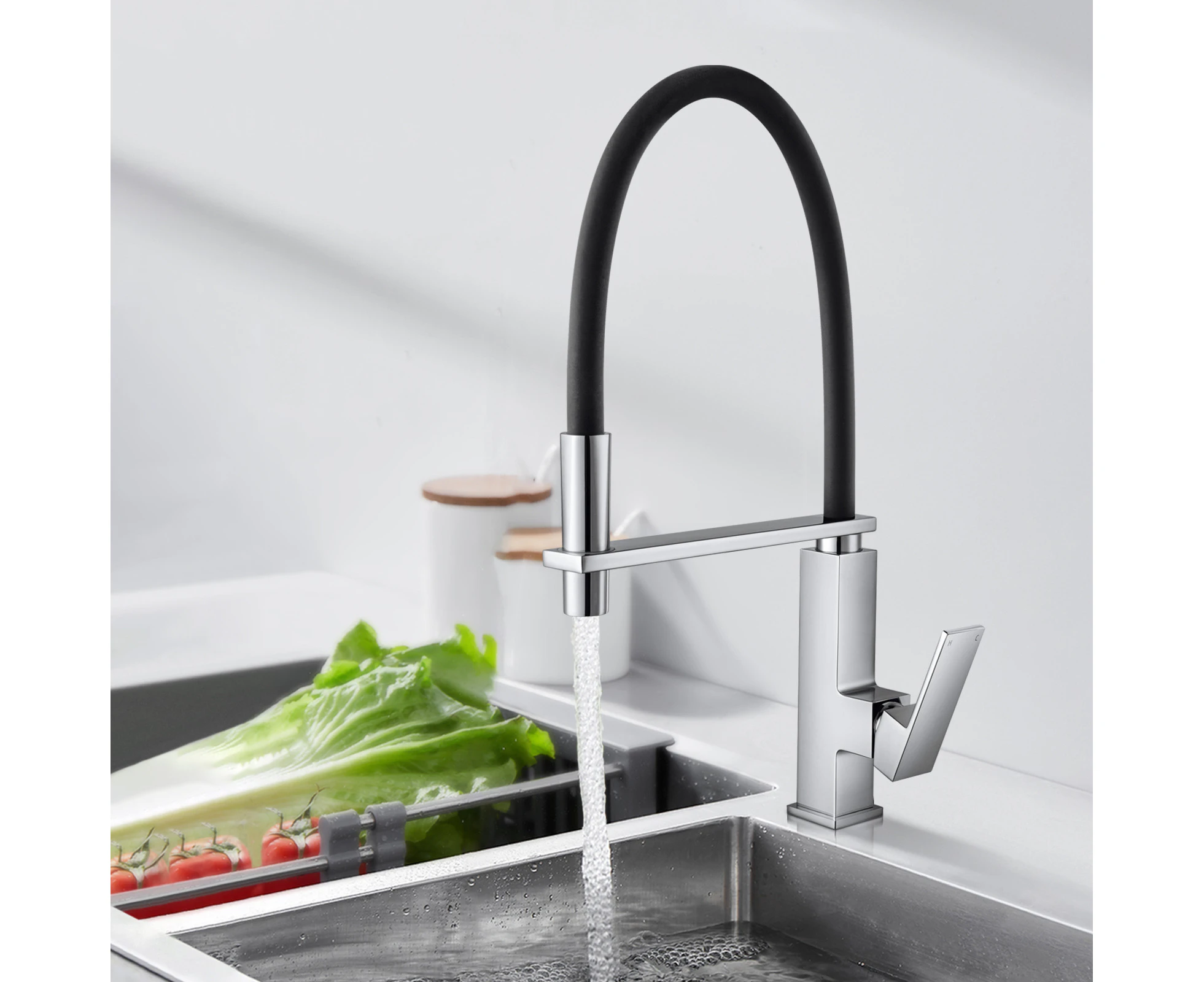 Swivel Flexible Spout Kitchen Mixer Tap Gooseneck Pull Down Spray Kitchen Faucet Single Lever Sink Taps Chrome