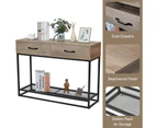 Hallway Table Console with Drawers and shelving in Beachwood finish