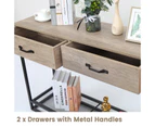 Hallway Table Console with Drawers and shelving in Beachwood finish