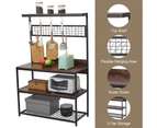 Kitchen Bakers Unit with Storage Shelves including 5 Hooks and Metal Mesh - Industrial Style