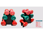 3 Pairs PVC Dumbbell Set Weight - 3kg + 4kg + 5kg - Total 24kg With 1 Free Rack