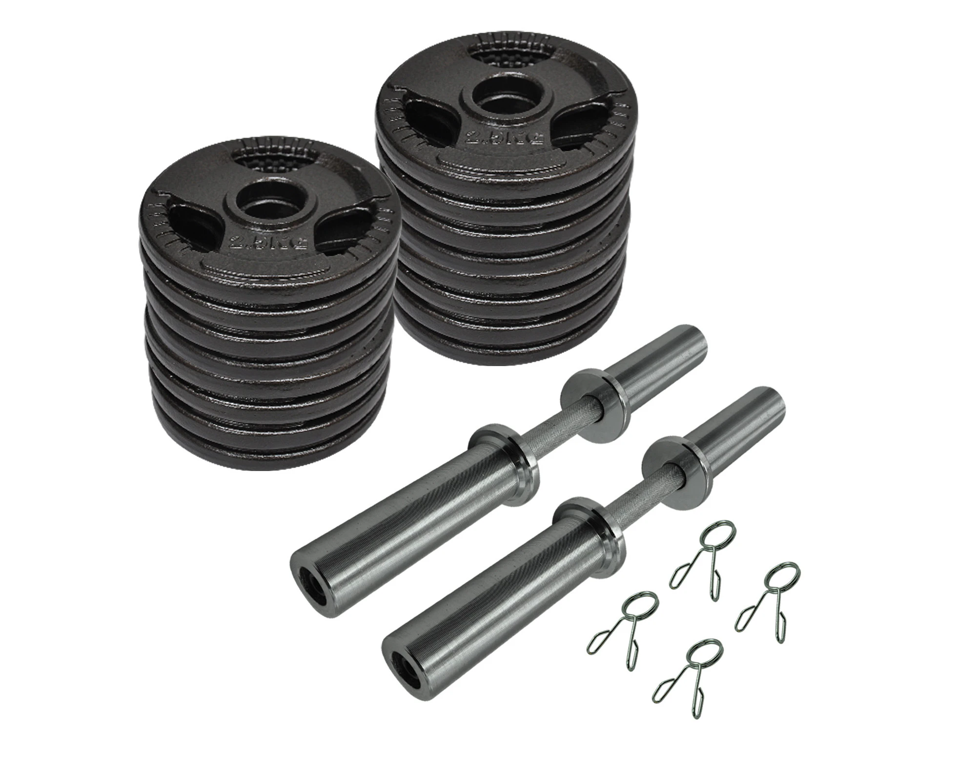 48kg - 50cm Olympic Dumbell Bar Weight Set - Cast Iron Triple Handle Grip Plate