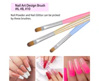 Gel Nail Brush, 7Pcs Poly Extension Gel Brush, Nail Art Tips Builder Brush Nail Painting Brush Pen Set for Home and Salon Use