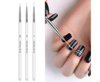 3pcs Professional Nail Art Brush Set Liner Pens Striping Brushes for Short Strokes, Details, Blending, Elongated Lines etc