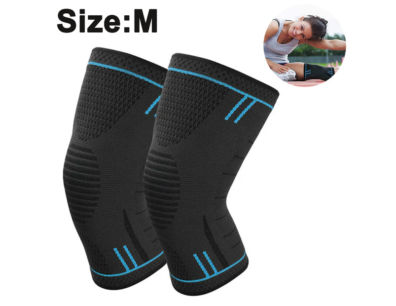 CYJustWill-Knee Braces For Knee Pain (Pair) Support For Women & Men, Neoprene Stabilizer Wrap, Compression Knee Sleeve For Weightlifting, Working Out-Blue