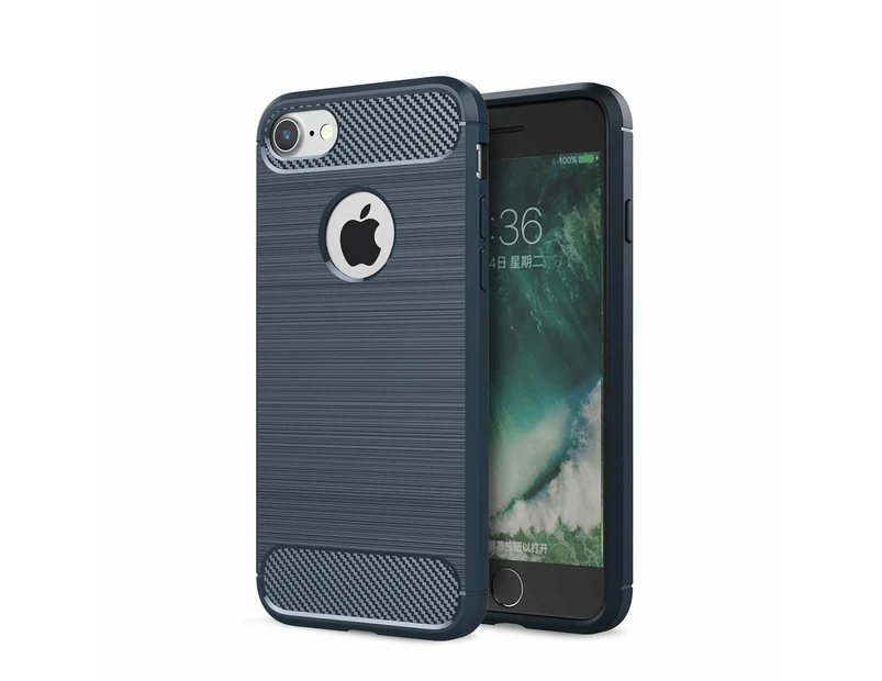 MCC Slim iPhone 8 7 Shockproof Soft Carbon Case Cover Apple Skin iPhone8 [Dark Blue]