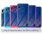 MCC Shockproof Bumper Case Samsung Galaxy A20 2019 Clear Back Cover A205 [Dark Blue]
