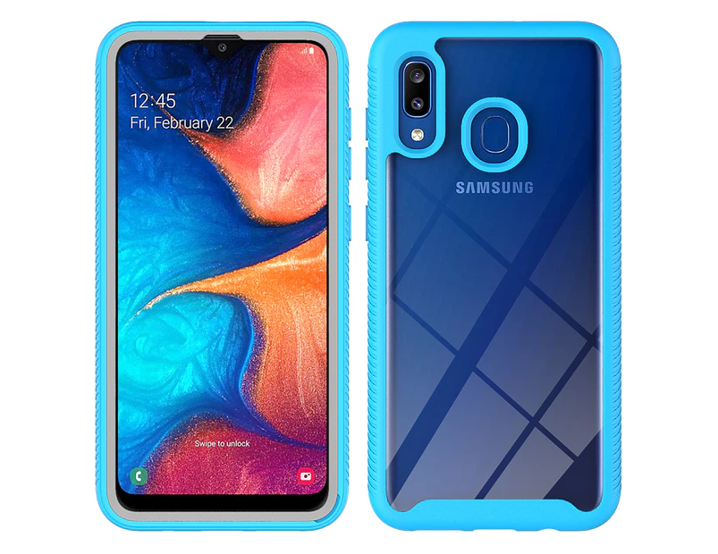 MCC Shockproof Bumper Case Samsung Galaxy A20 2019 Clear Back Cover A205 [Sky Blue]