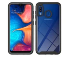MCC Shockproof Bumper Case Samsung Galaxy A20 2019 Clear Back Cover A205 [Dark Blue]