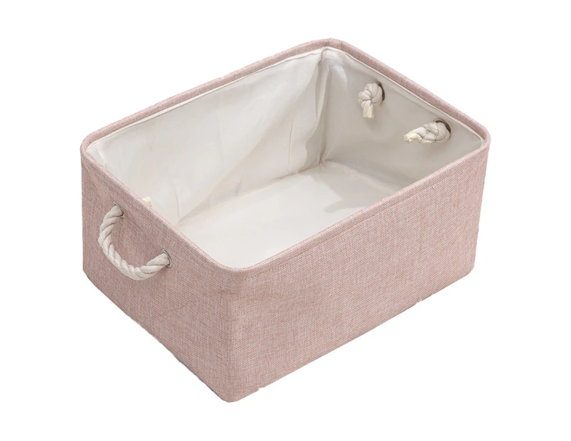 Storage Basket Bins - Decorative Baskets Storage Box Cubes Containers with Handles for Clothes Storage Toys, Books, Home, Office - Pink