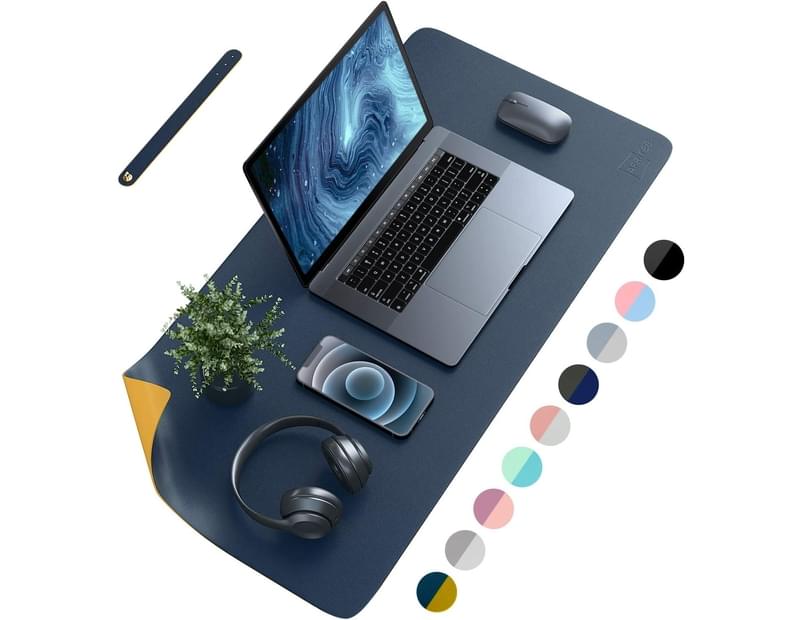 Non-Slip PU Desktop Mousepad Desk Pad with Keyboard Wrist Rest Pad Leather Desk Pad Protector Writing Pad for Office/Home-Grey Laptop Desk Pad 31.5x15.7 Office Desk Mat Large Gaming Mouse Pad 