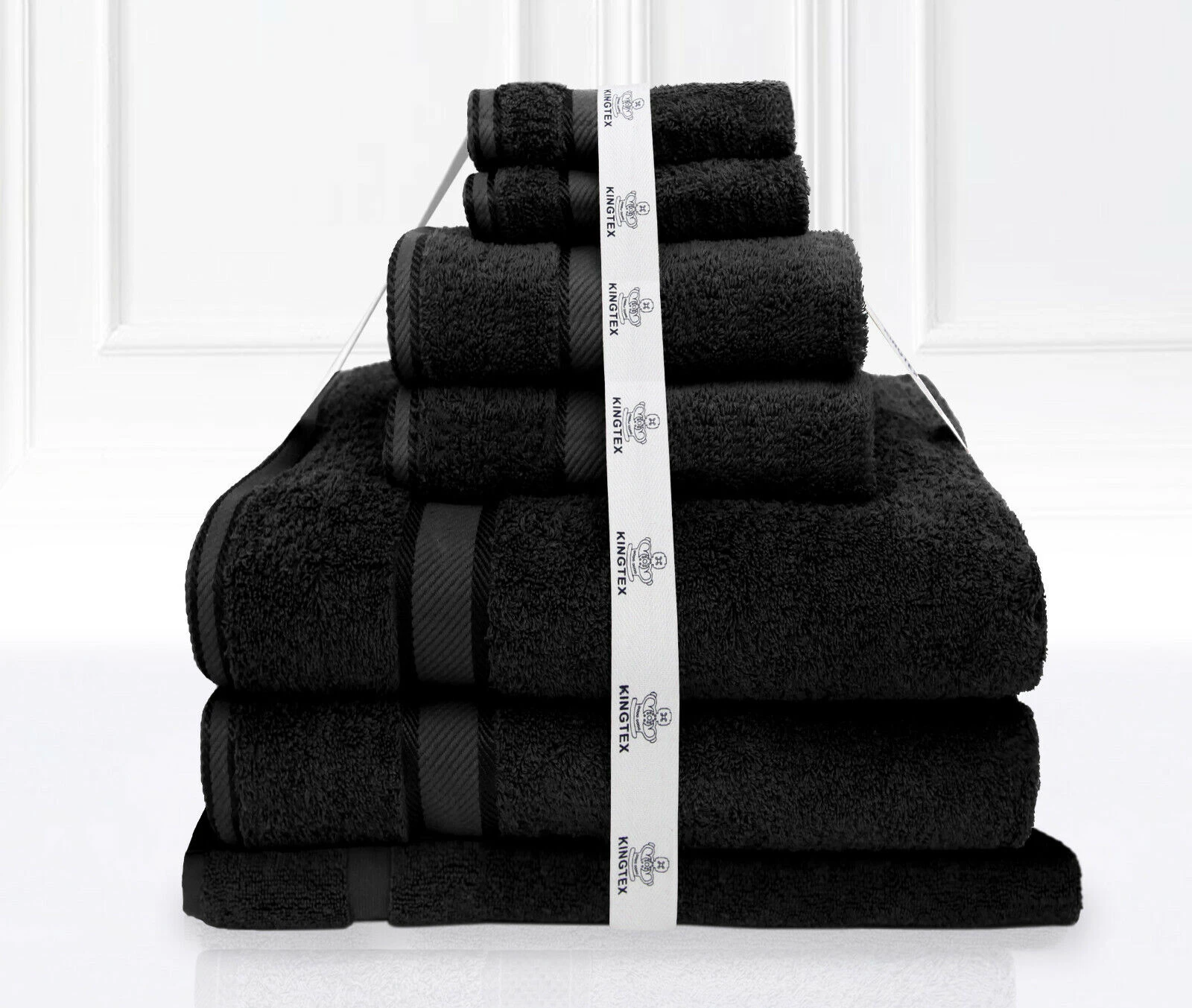 7 Piece Luxury Kingtex 100% Supreme Cotton Towel Set 100% Cotton Bath Towel Set Black