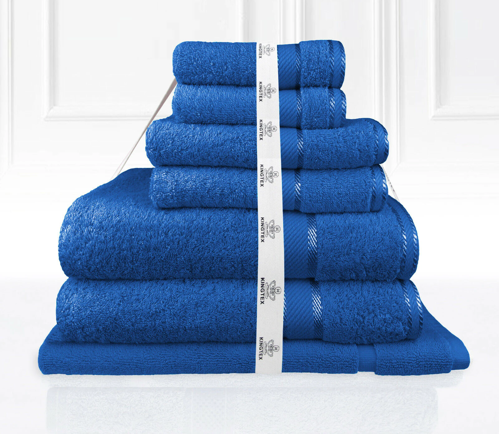 7 Piece Luxury Kingtex 100% Supreme Cotton Towel Set 100% Cotton Bath Towel Set Royal Blue