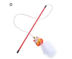 Cat Stick Toy New Year Style Relieve Boredom Interactive Toy Mini Luck Doll Pet Teaser Toy with Feather