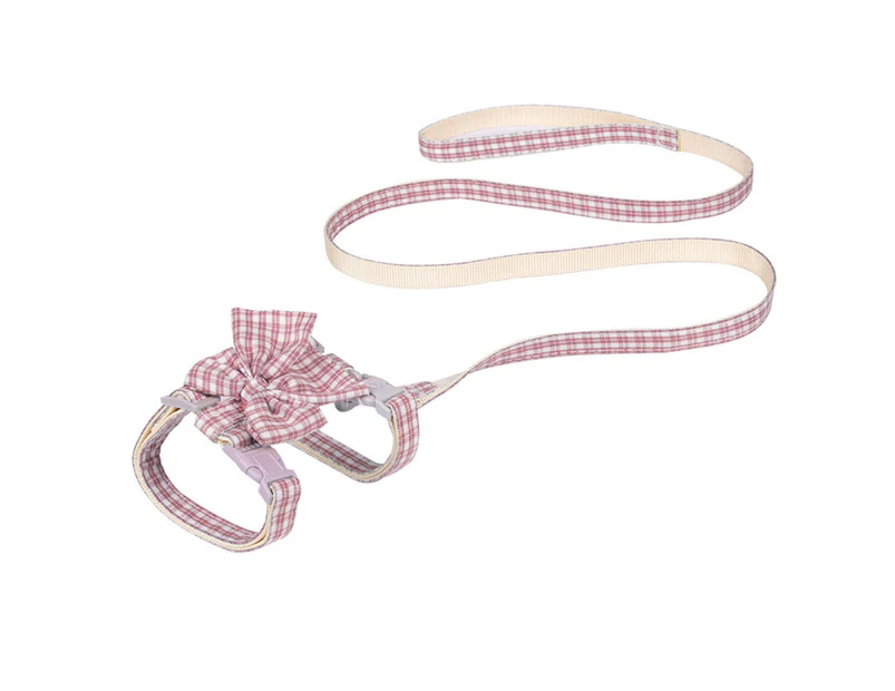 Cat Chest Strap Anti-lost Adjustable Tear Resistant Lovely Bowknot Pet Kitten Vest Harness for Outdoor-Pink M