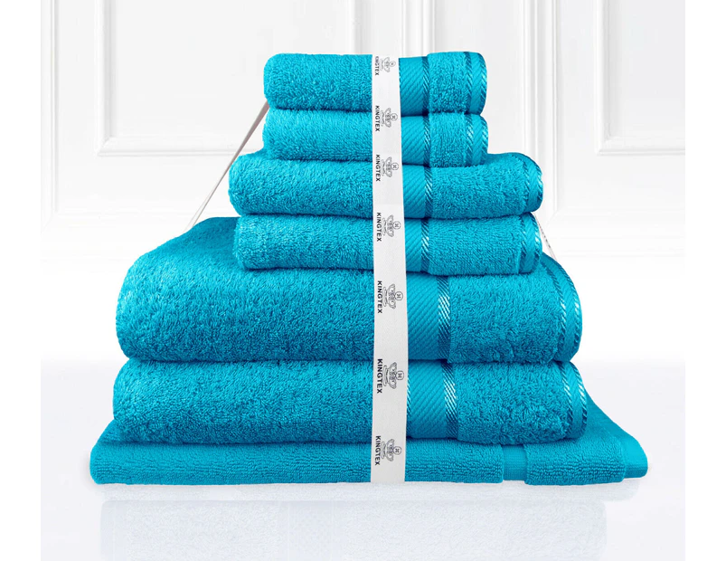 7 Piece Luxury Kingtex 100% Supreme Cotton Towel Set 100% Cotton Bath Towel Set Aqua