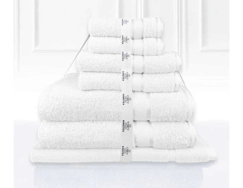 14 Piece Luxury Kingtex 100% Supreme Cotton Towel Set 100% Cotton Bath Towel Set White