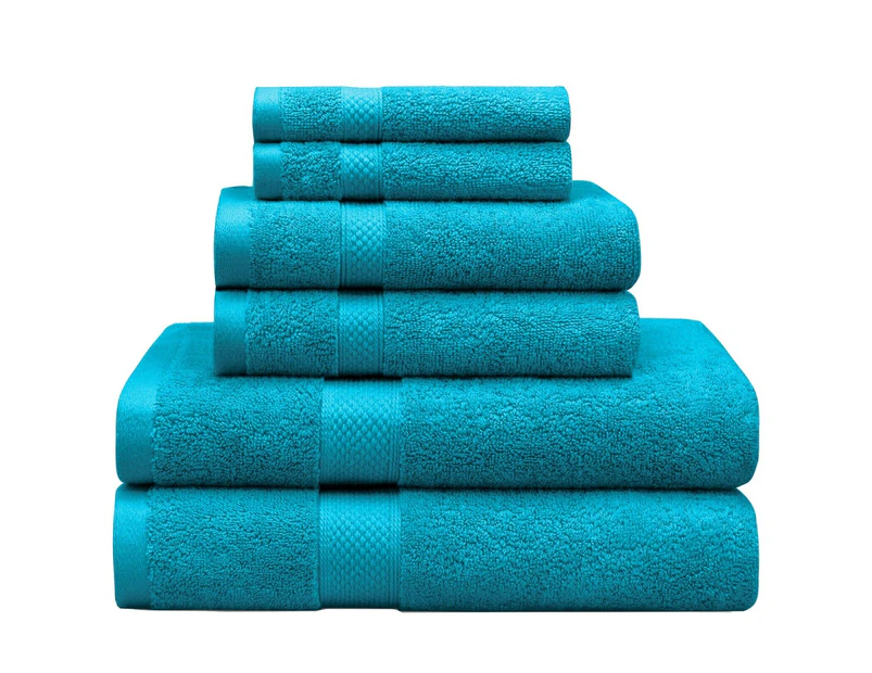 6pcs 650gsm Combed Cotton Luxury Bath Towel Set Extra Soft Absorbent Hotel Quality Teal
