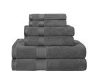 6pcs 650gsm Combed Cotton Luxury Bath Towel Set Extra Soft Absorbent Hotel Quality Charcoal
