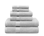 6pcs 650gsm Combed Cotton Luxury Bath Towel Set Extra Soft Absorbent Hotel Quality Silver