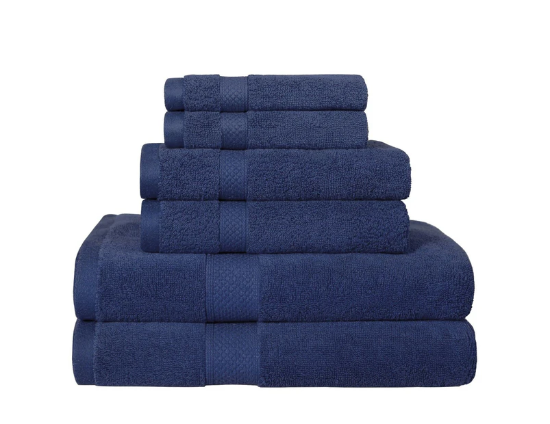 6pcs 650gsm Combed Cotton Luxury Bath Towel Set Extra Soft Absorbent Hotel Quality Navy
