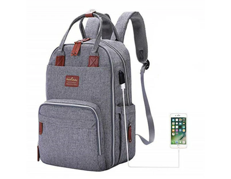 Luxury Baby Diaper Bag Nappy Backpack Waterproof Mummy Changing Bag Grey