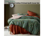 Accessorize Lisa Green Washed Cotton Printed Quilt Cover Set