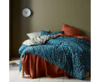 Accessorize Lisa Teal Washed Cotton Printed Quilt Cover Set