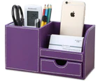 4 Compartments Multi-functional Desktop Organizer Office Pen Holder Leather Fashion Pen Holder Multifunctional Desktop Stationery Storage