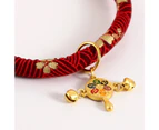 Pet Collar Chinese Style Decorative Skin Friendly Adjustable Cat Dogs Necklace Collar with Pendant Bell for Festival - Red 1