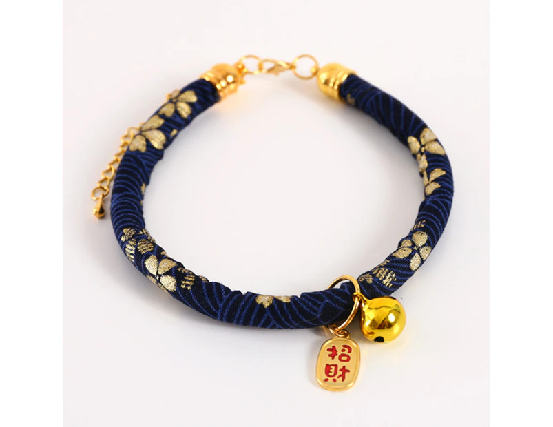 Pet Collar Chinese Style Decorative Skin Friendly Adjustable Cat Dogs Necklace Collar with Pendant Bell for Festival - Blue 3
